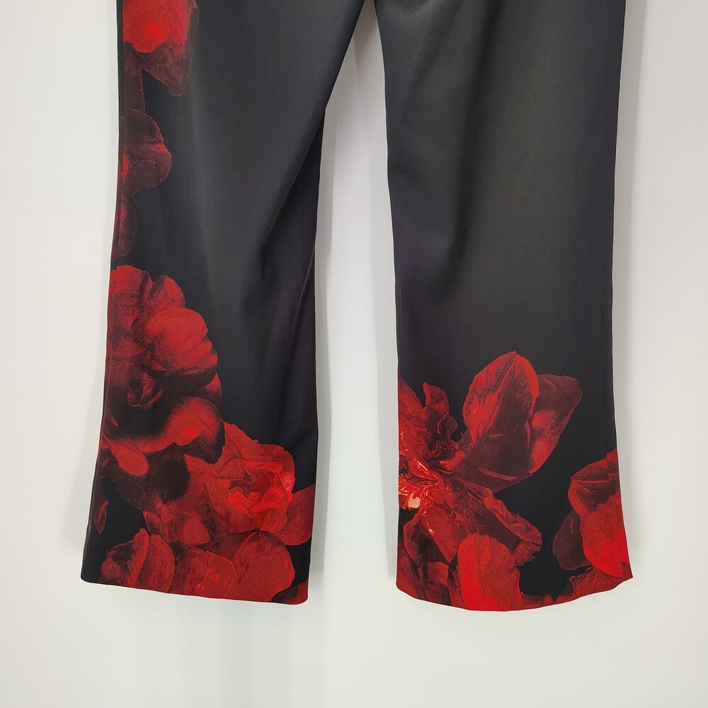 Alice + Olivia Pants Ronnie Peony Petals Bright Ruby Floral Size 4 - Picture 15 of 16